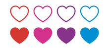 Set Of Colorful Hearts - Red, Pink, Purple, Blue