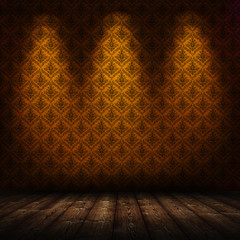 Wall Mural - dark interior room with baroque wallpaper