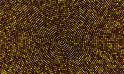 Poster - golden color dots over black background. halftone abstract pattern