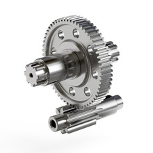Spur Gear, Gear-shaft On White Background, 3D Rendering.