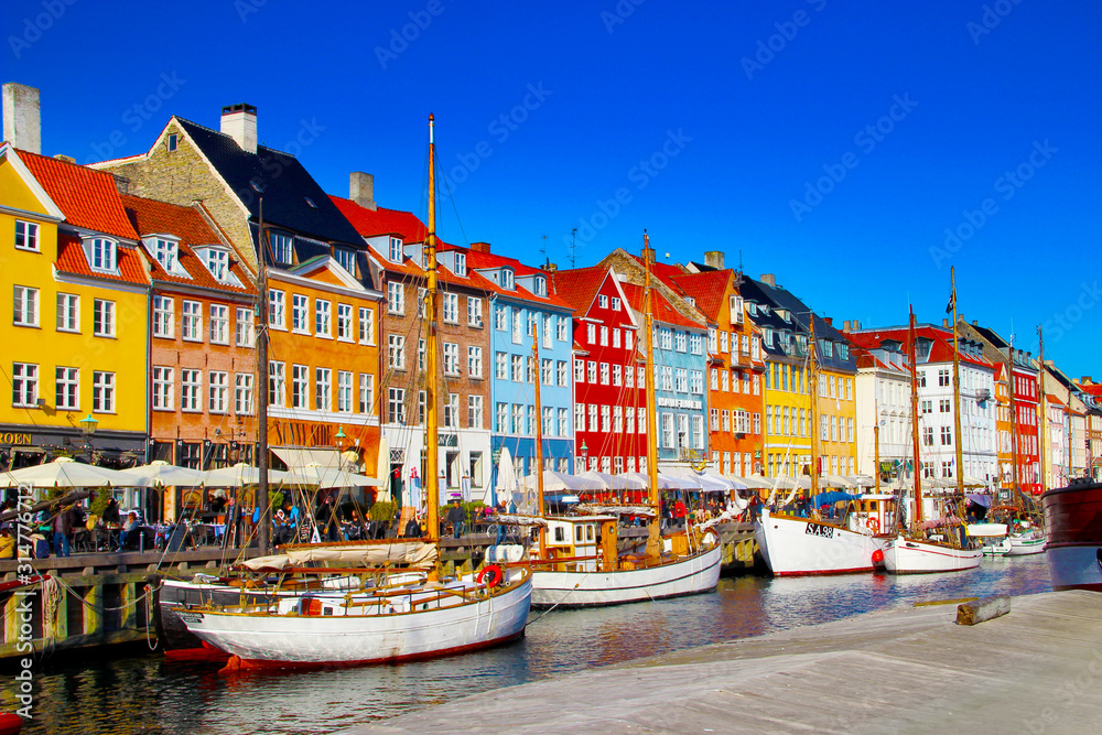 Nyhavn Kopenhagen Dänemark - obrazy, fototapety, plakaty 