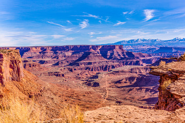 Wall Mural - View on typical rock formations in Conyonlands National Park in Utah in winter