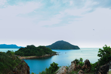 Close up view of island in the sea