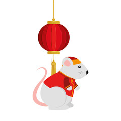 Canvas Print - cute rodent rat with decoration chinese hanging vector illustration design