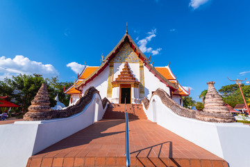 Wat Phumin, Buddhist temple with blue sky, one of the most famous tourist attraction in Nan Province, North of Thailand.