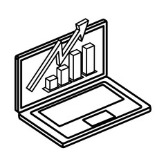 Canvas Print - laptop with bars statistical isolated icon vector illustration design