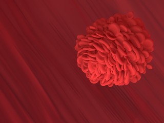 Wall Mural - Red blood cell is flowing in blood vessel of body. Science graphic for education of school. 3D rendering.