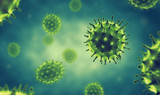 Fototapeta  - Covid 19 or Influenza or monkeypox virus cells.