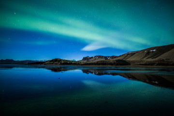 Wall Mural - Aurora Borealis (Northern Lights) in Iceland beach