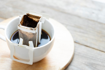 Instant freshly brewed cup of coffee,Drip bag fresh coffee