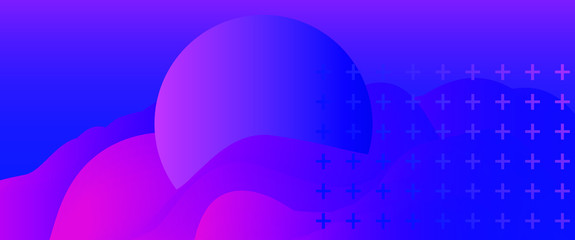 Aufkleber - Abstract minimal futuristic background with waves and circles. Syntwave, vaporwave, retrowave 80's-90's styel aesthetics.