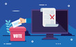 © Gstudio - computer for vote online with hand and ballot box vector illustration design