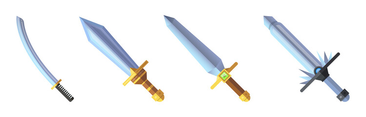 Wall Mural - Cartoon game sword icons set