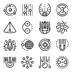 Poster - Gravity icons set. Outline set of gravity vector icons for web design isolated on white background