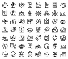 Poster - IT administrator icons set. Outline set of IT administrator vector icons for web design isolated on white background
