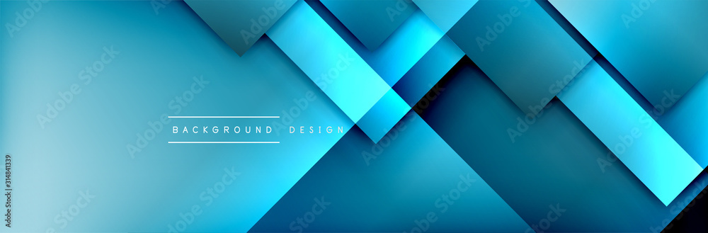 Square shapes composition geometric abstract background. 3D shadow effects and fluid gradients. Modern overlapping forms - obrazy, fototapety, plakaty 