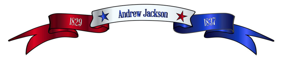 Wall Mural - USA Red White And Blue Andrew Jackson Ribbon Banner