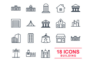 Aufkleber - set building icon template color editable. building pack symbol vector sign isolated on white backgr
