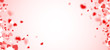 © Vjom - Valentines day card. Heart confetti falling over pink background for greeting cards, wedding invitation.