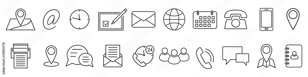 Icons in thin line style. Vector linear icons. - obrazy, fototapety, plakaty 