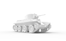 3d Rendering Of A White Model Tank Isolated In White Studio Background