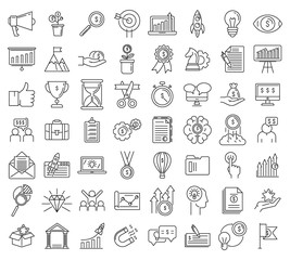 Poster - Startup icons set. Outline set of startup vector icons for web design isolated on white background