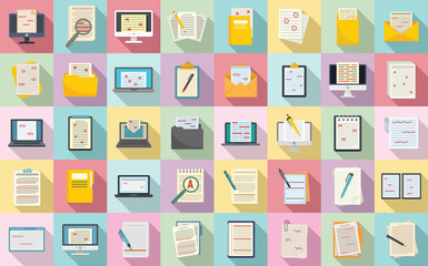 Poster - editor icons set. flat set of editor vector icons for web design