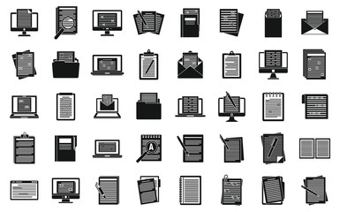 Poster - Editor document icons set. Simple set of editor document vector icons for web design on white background
