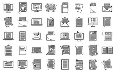 Poster - Editor content icons set. Outline set of editor content vector icons for web design isolated on white background