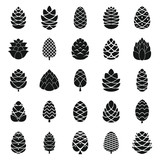 Fototapeta  - Pine cone icons set. Simple set of pine cone vector icons for web design on white background