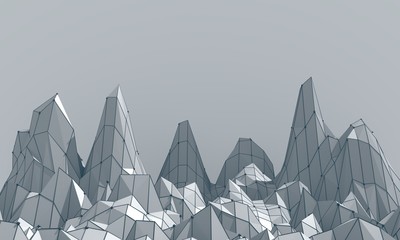 Wall Mural - low poly mountains landscape. 3d illustration. polygonal mosaic background