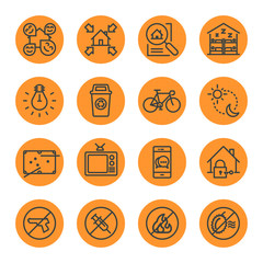 Wall Mural - Hostel & Hotel icon set. Traveler and Backpacker. Vector line icon