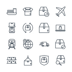 Aufkleber - Set Delivery, shipping icon template color editable. logistics pack symbol vector sign isolated on white background illustration for graphic and web design.
