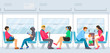 © Idey - People sitting and standing inside subway transport metro.
