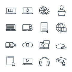 Aufkleber - Set online education element icon template color editable. E-learning pack symbol vector sign isolated on white background illustration for graphic and web design.