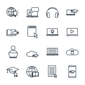 Set online education element icon template color editable. E-learning pack symbol vector sign isolated on white background illustration for graphic and web design.