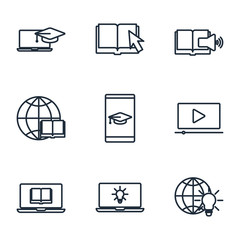 Poster - Set online education element icon template color editable. E-learning pack symbol vector sign isolated on white background illustration for graphic and web design.