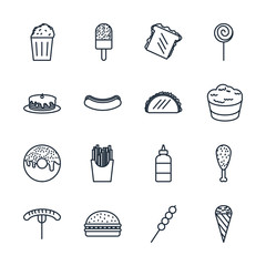 Leinwandbilder - Set Fastfood icon template color editable. Fastfood pack symbol vector sign isolated on white background illustration for graphic and web design.