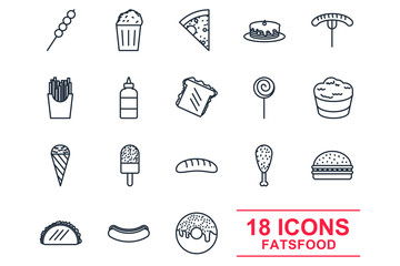 Leinwandbilder - Set Fastfood icon template color editable. Fastfood pack symbol vector sign isolated on white background illustration for graphic and web design.