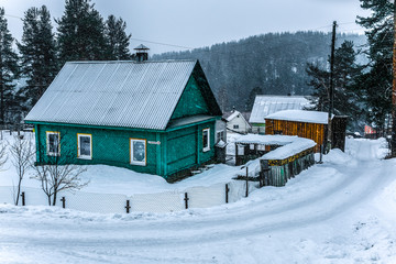 Canvas Print - village house in medvezhyegorsk, karelia, russia