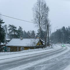 Canvas Print - Village house in Medvezhyegorsk, Karelia, Russia