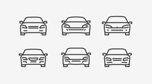 Car Icon Set In Linear Style. Transport Vector Illustration