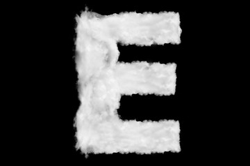 Wall Mural - Letter E font shape element made of cloud on black