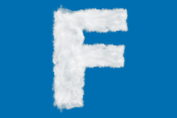 Wall Mural - Letter F font shape element made of clouds on blue