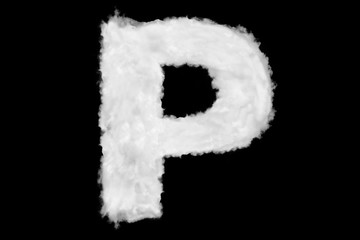 Wall Mural - Letter P font shape element made of cloud on black