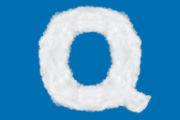 Wall Mural - Letter Q font shape element made of clouds on blue