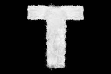 Wall Mural - Letter T font shape element made of cloud on black