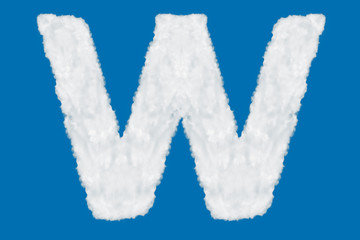 Wall Mural - Letter W font shape element made of clouds on blue