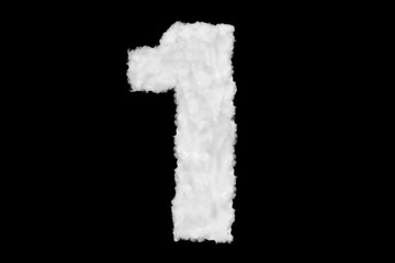 Wall Mural - Number 1 font shape element made of cloud on black
