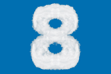 Wall Mural - Number 8 font shape element made of clouds on blue